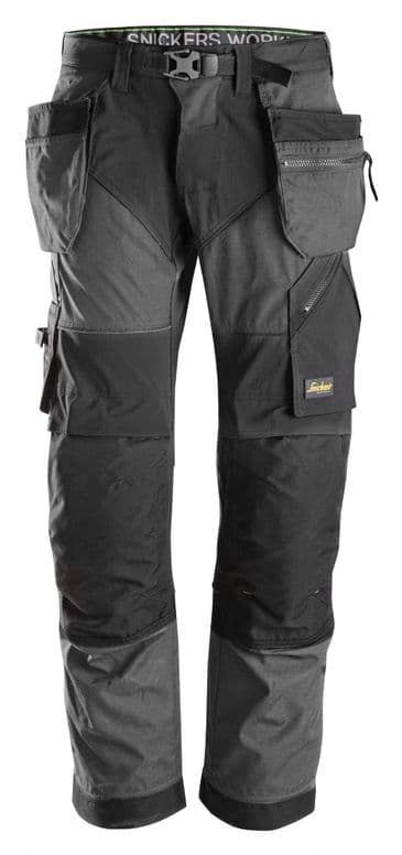 Snickers FlexiWork 6902 Work Trousers with Holster Pockets (Steel Grey/Black)